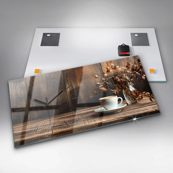 Horizontale Uhr mit motiv Tasse Kaffee