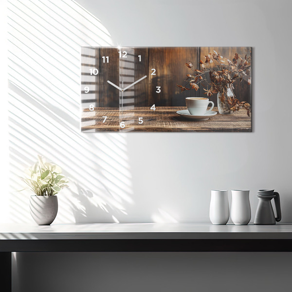 Horizontale Uhr mit motiv Tasse Kaffee