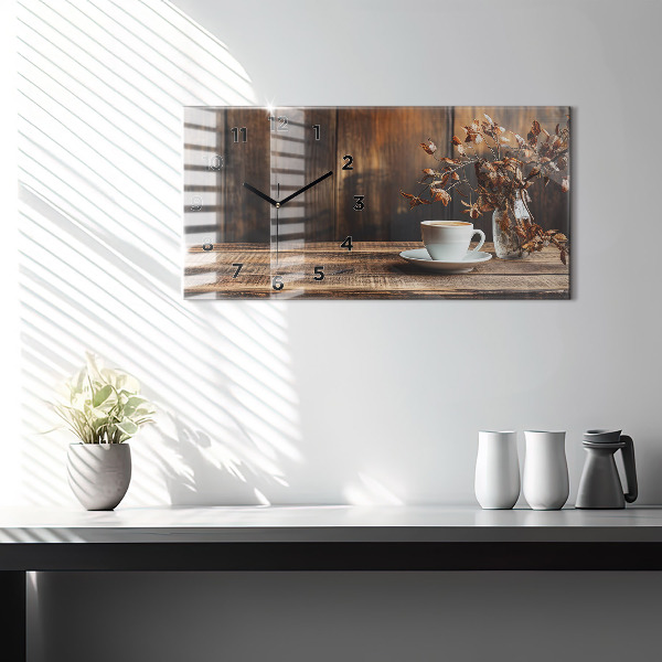 Horizontale Uhr mit motiv Tasse Kaffee