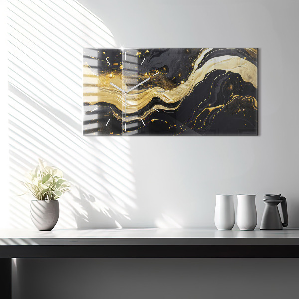 Horizontale Uhr Goldener Marmor