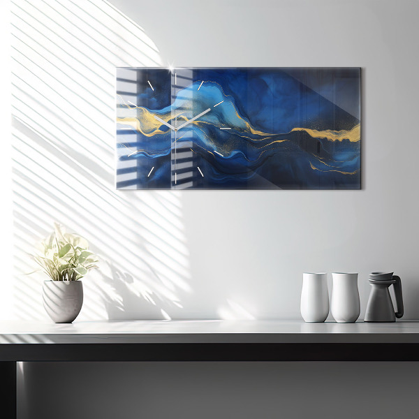 Horizontale Uhr mit motiv Blauer Marmor