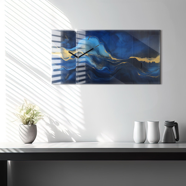 Horizontale Uhr mit motiv Blauer Marmor