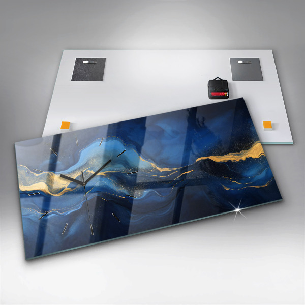 Horizontale Uhr mit motiv Blauer Marmor
