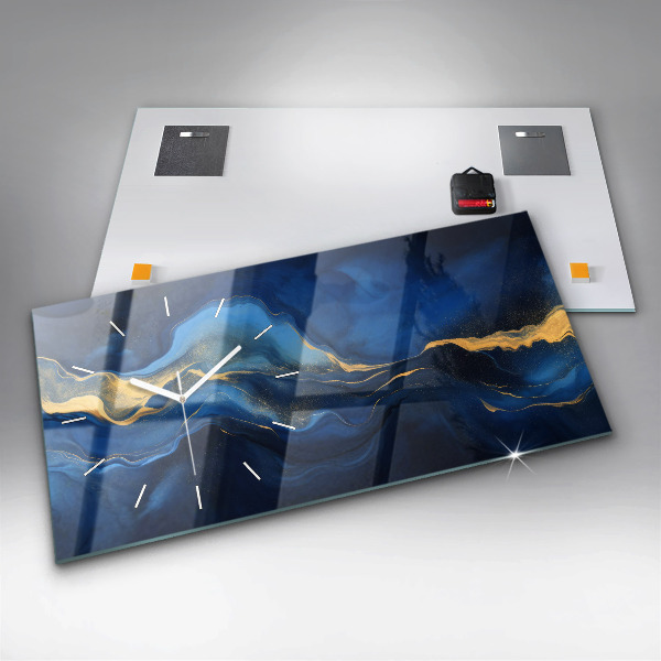 Horizontale Uhr mit motiv Blauer Marmor