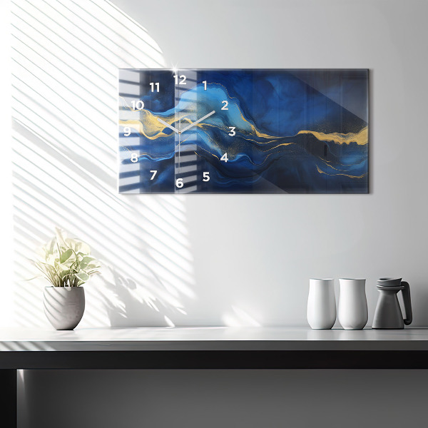 Horizontale Uhr mit motiv Blauer Marmor