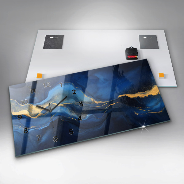 Horizontale Uhr mit motiv Blauer Marmor