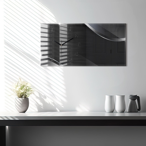Horizontale Uhr mit motiv Schwarze und silberne Linien