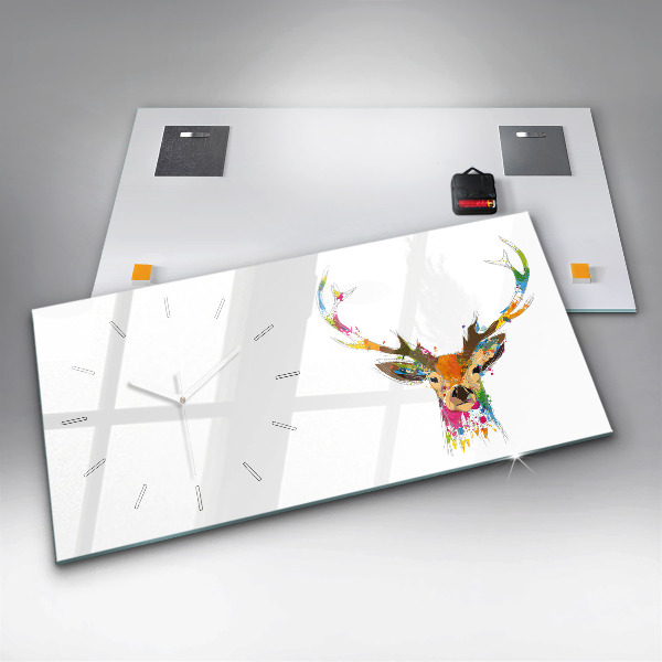 Horizontale Uhr Farbiger Hirschkopf