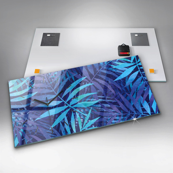 Horizontale Uhr Blaue Blätter