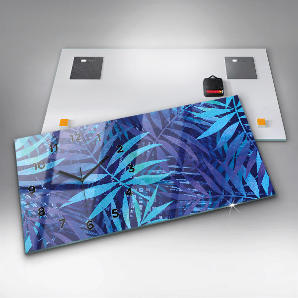 Horizontale Uhr Blaue Blätter