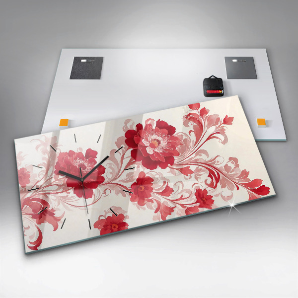 Horizontale Uhr Rote Blumen