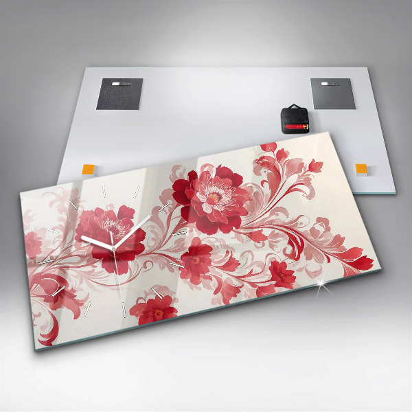 Horizontale Uhr Rote Blumen