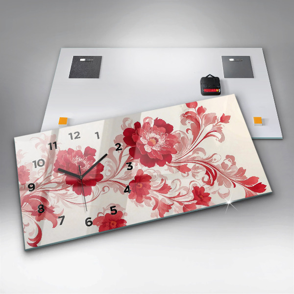 Horizontale Uhr Rote Blumen