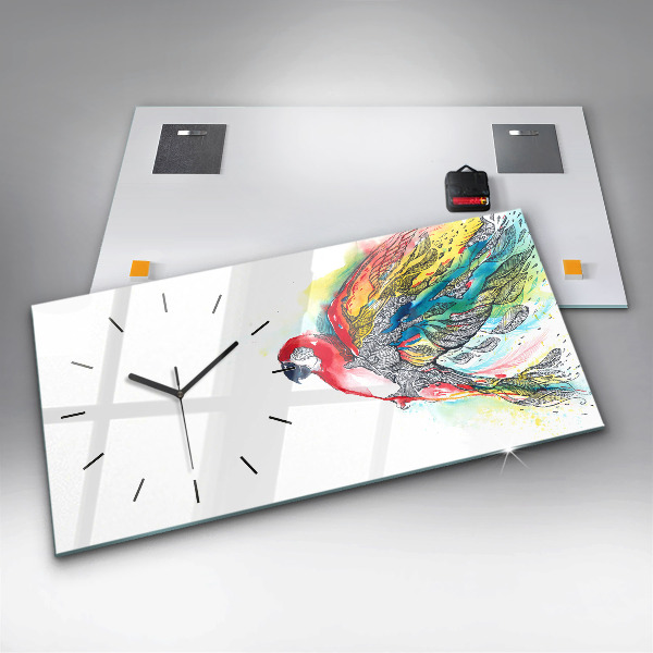 Horizontale Uhr Bunter Papagei im Flug