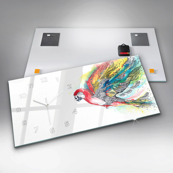 Horizontale Uhr Bunter Papagei im Flug