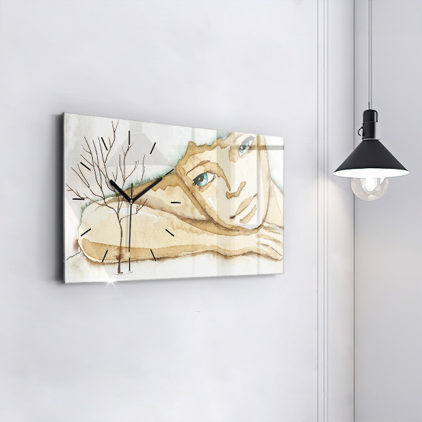 Horizontale Uhr mit motiv Porträt einer Frau