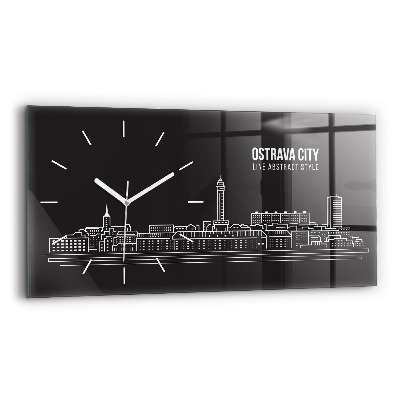 Horizontale Uhr mit motiv Zeichnung der Stadt Ostrau
