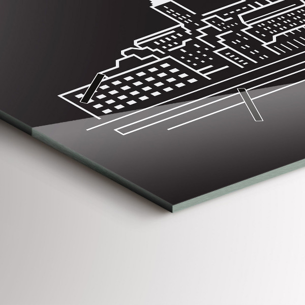 Horizontale Uhr mit motiv Zeichnung der Stadt Ostrau