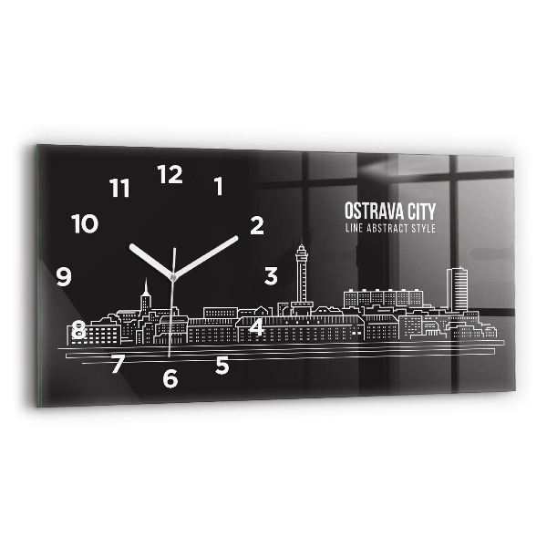 Horizontale Uhr mit motiv Zeichnung der Stadt Ostrau