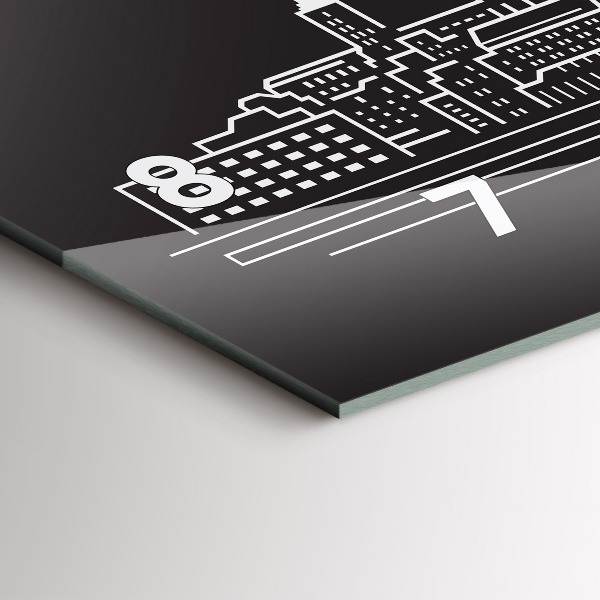 Horizontale Uhr mit motiv Zeichnung der Stadt Ostrau