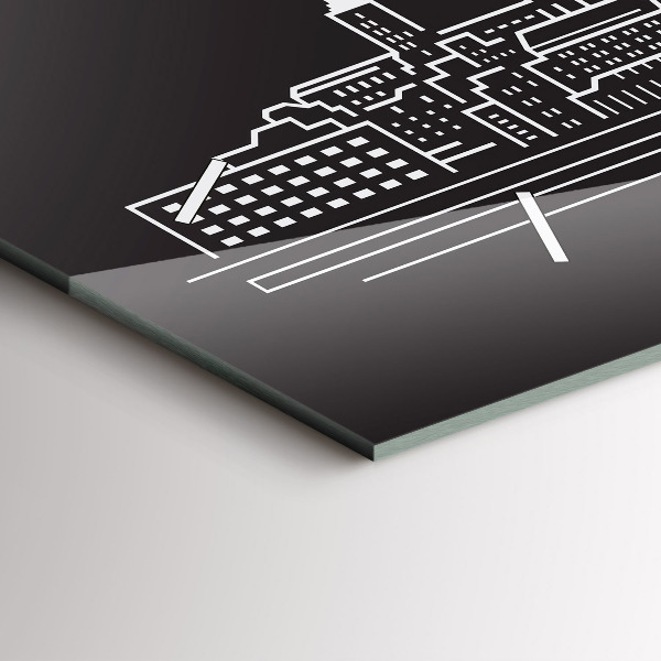 Horizontale Uhr mit motiv Zeichnung der Stadt Ostrau