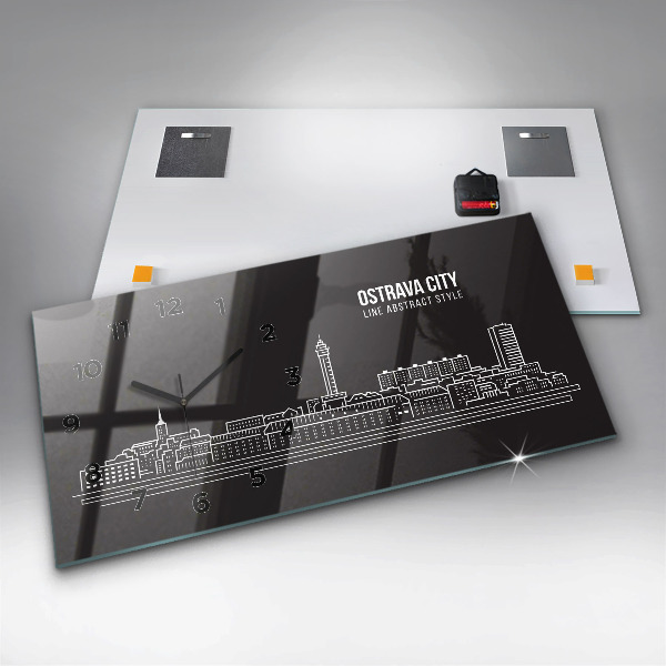 Horizontale Uhr mit motiv Zeichnung der Stadt Ostrau