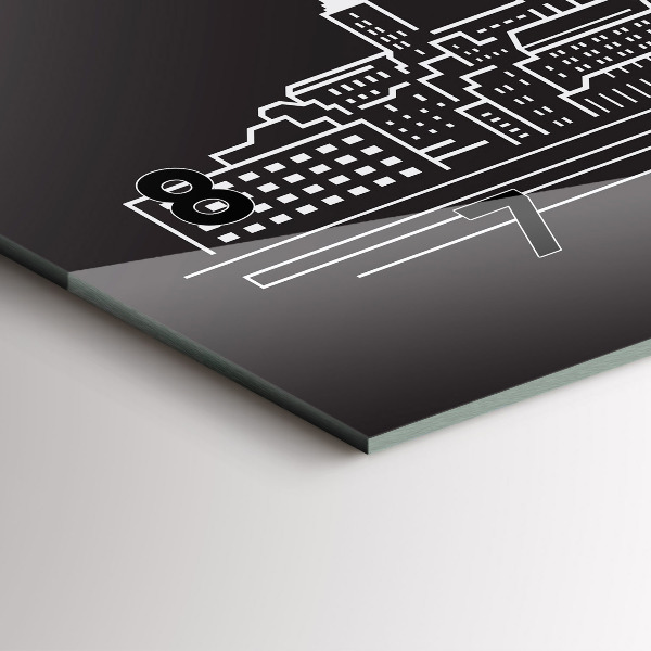 Horizontale Uhr mit motiv Zeichnung der Stadt Ostrau