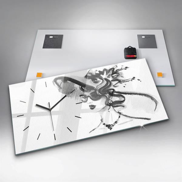 Horizontale Uhr mit motiv Modische Frau