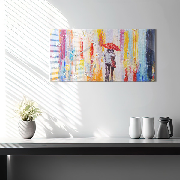 Horizontale Uhr Pärchen im Regen