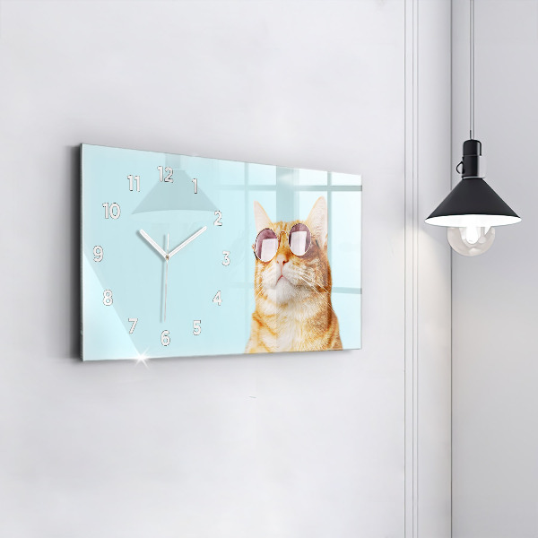 Horizontale Uhr mit motiv Lustige Katze mit Brille