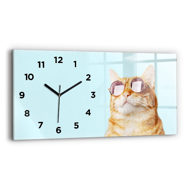 Horizontale Uhr mit motiv Lustige Katze mit Brille