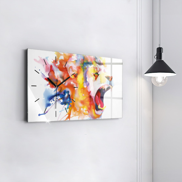 Horizontale Uhr Löwe Aquarell