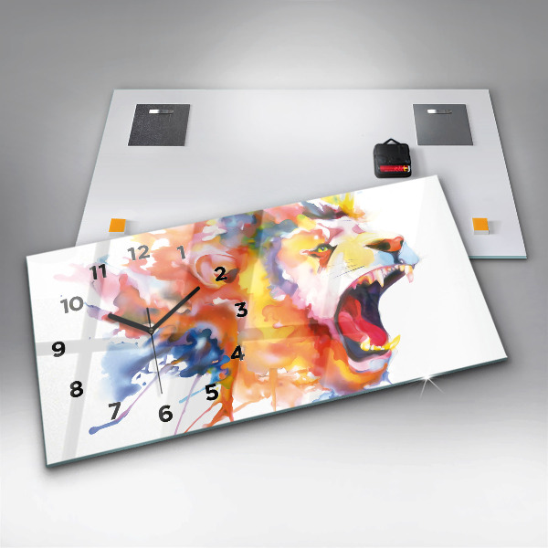 Horizontale Uhr Löwe Aquarell