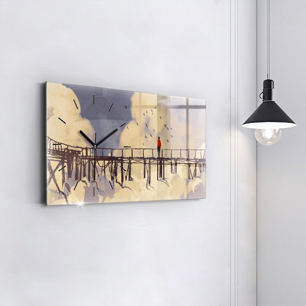 Horizontale Uhr mit motiv Mann auf einer alten Brücke