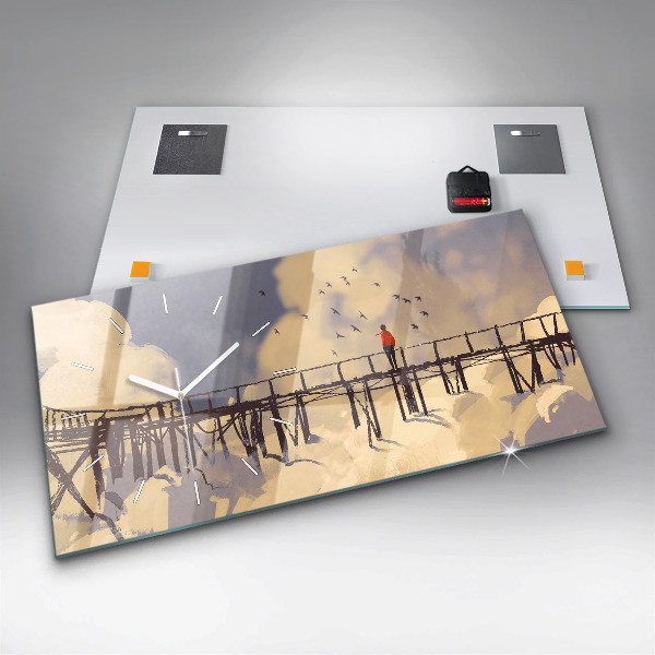 Horizontale Uhr mit motiv Mann auf einer alten Brücke