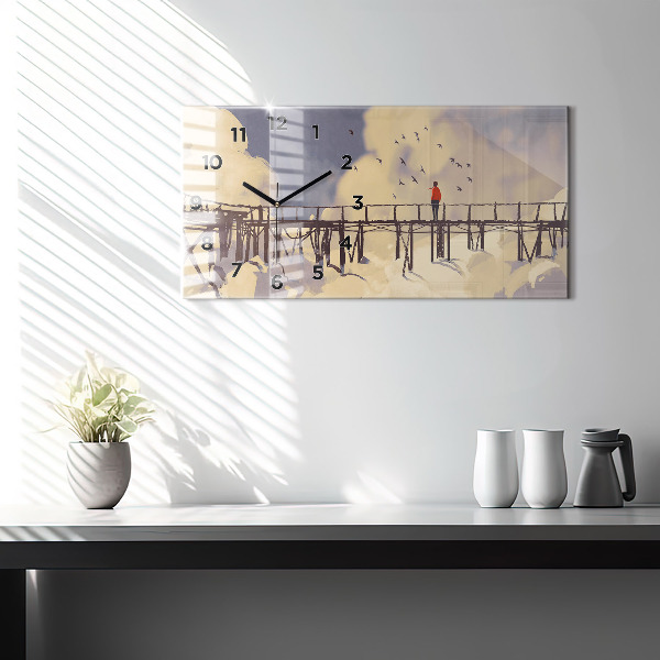 Horizontale Uhr mit motiv Mann auf einer alten Brücke