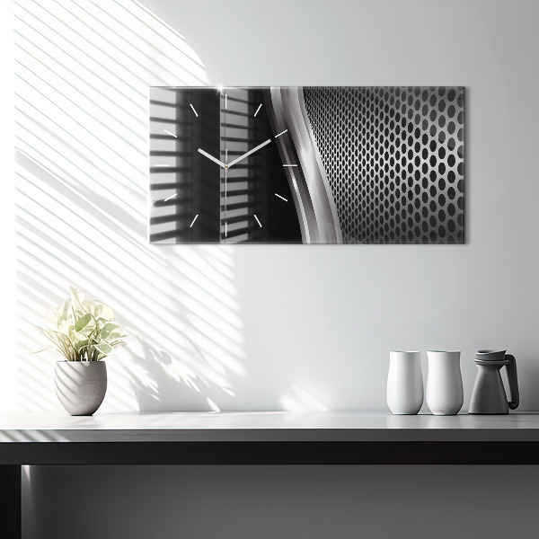 Horizontale Uhr mit motiv Schwarzes Metall Abstraktion
