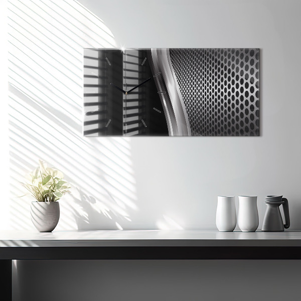 Horizontale Uhr mit motiv Schwarzes Metall Abstraktion
