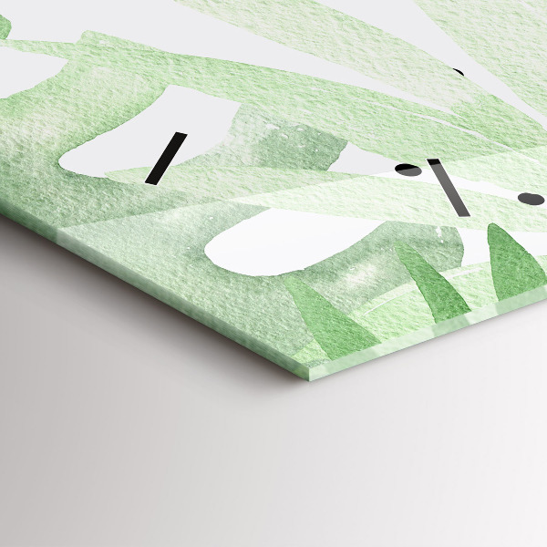 Horizontale Uhr Grüne Blätter