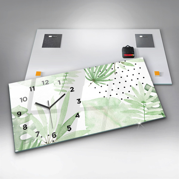 Horizontale Uhr Grüne Blätter