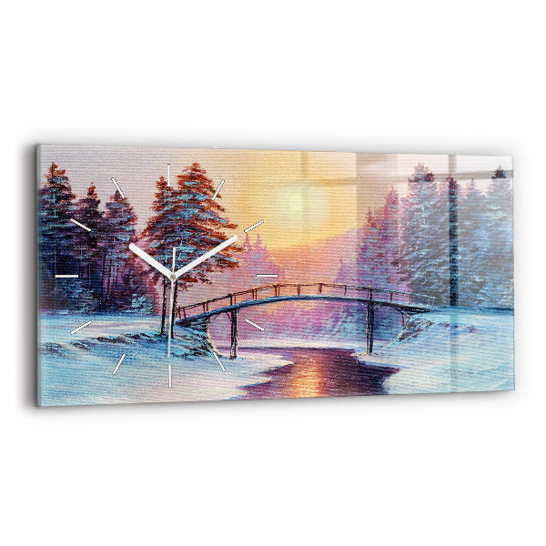 Horizontale Uhr mit motiv Weihnachtsbaum und Brücke