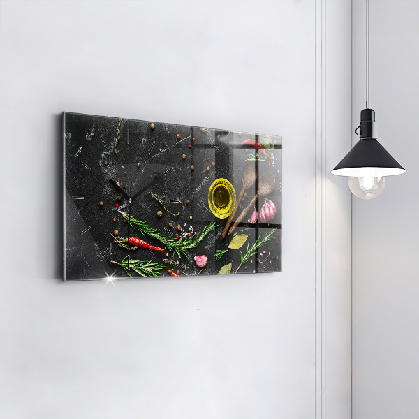 Horizontale Uhr Gewürze auf der Theke