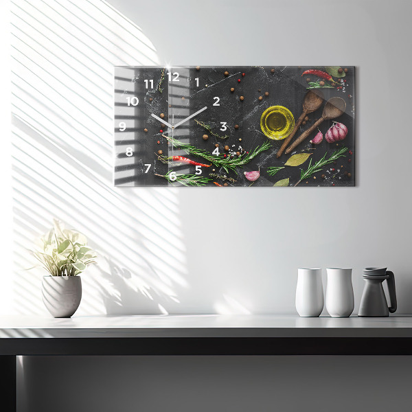 Horizontale Uhr Gewürze auf der Theke