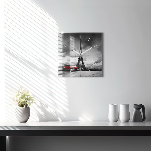 Wanduhr quadratisch mit motiv Effelturm Paris