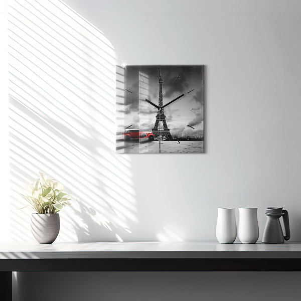 Wanduhr quadratisch mit motiv Effelturm Paris