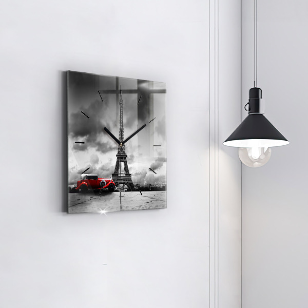 Wanduhr quadratisch mit motiv Effelturm Paris