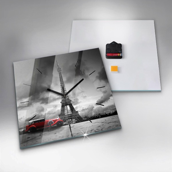 Wanduhr quadratisch mit motiv Effelturm Paris