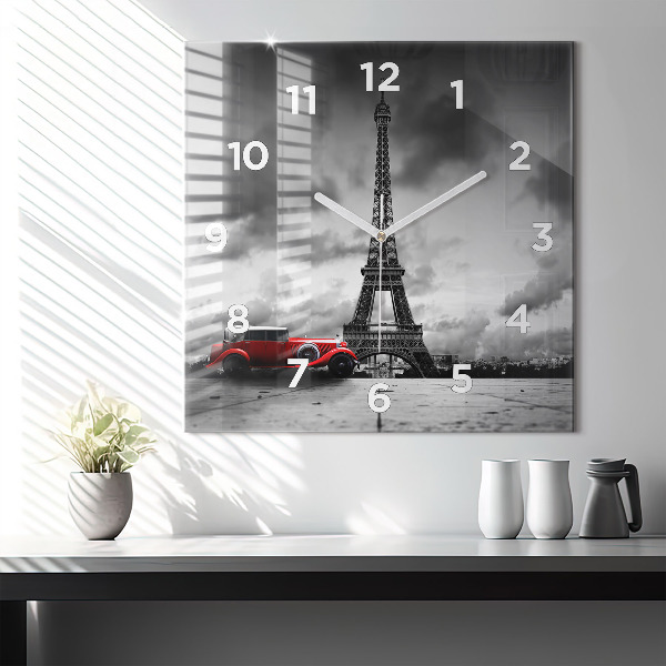 Wanduhr quadratisch mit motiv Effelturm Paris