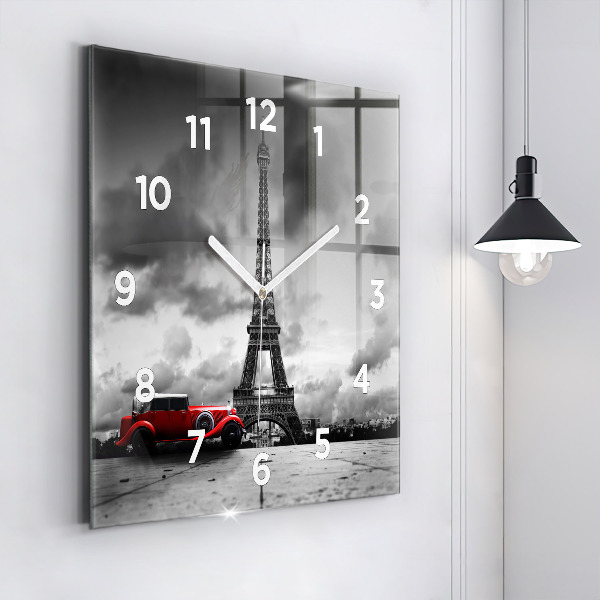 Wanduhr quadratisch mit motiv Effelturm Paris