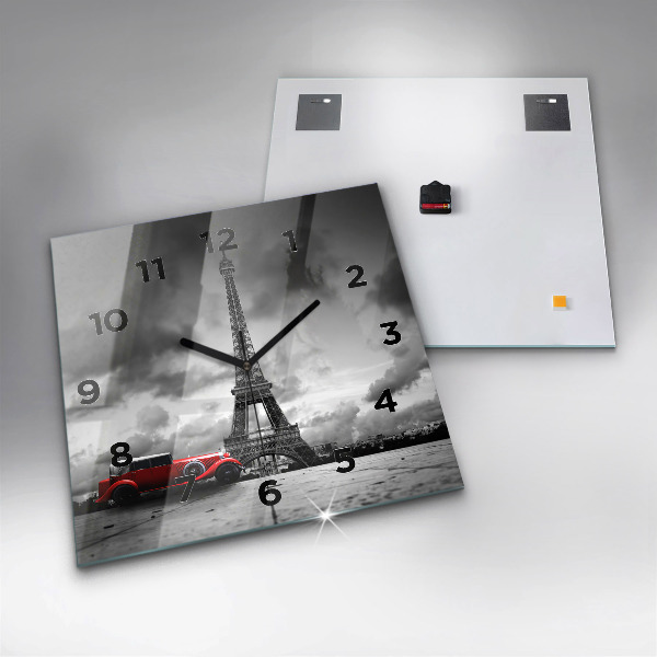 Wanduhr quadratisch mit motiv Effelturm Paris